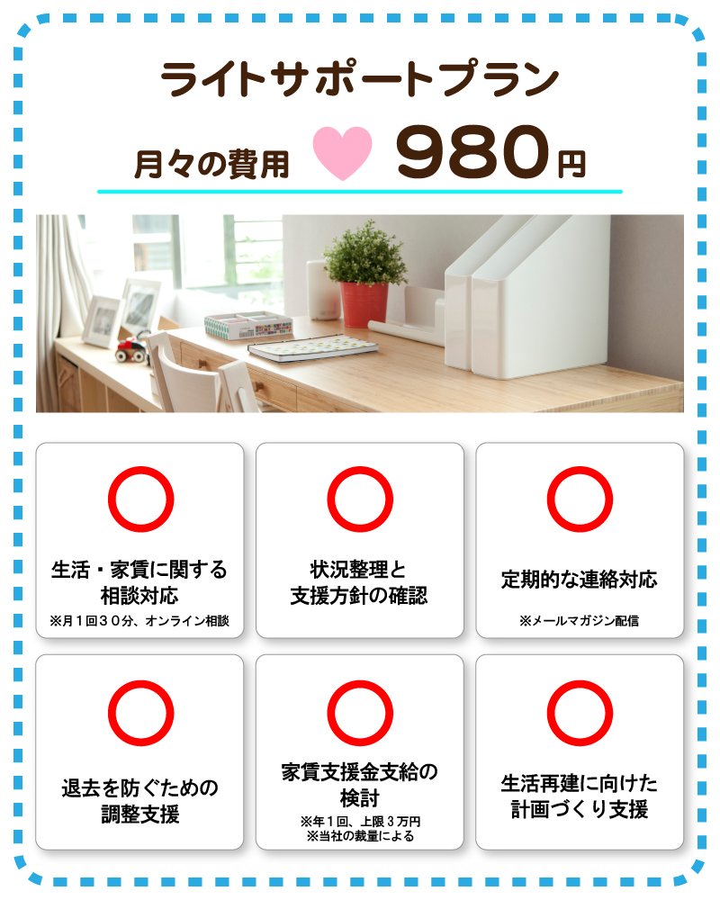 ライトサポートプラン｜Sumoo（スムー）｜住み続けるための住まい・家賃相談サポートサービス